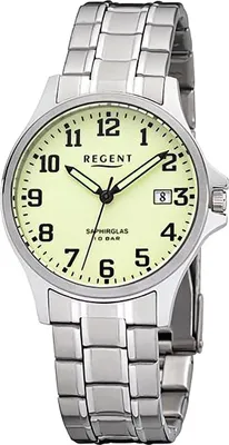 Produktbild von Regent Herren Uhr Metall Armbanduhr Metallarmband Analog silber D2URF1280