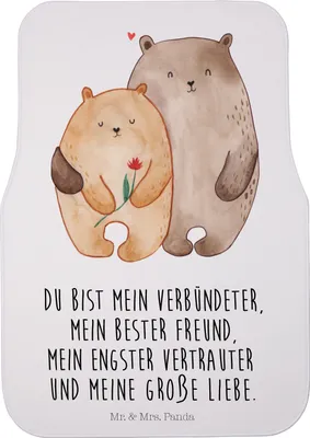 Produktbild von Mr. & Mrs. Panda Automatte Bären Liebe - Weiß - Geschenk, Fußmatte Fürs Auto, Verknallt, Freundin, Kuscheln, Auto-Fußmatte, Autoteppich, Hochzeitstag