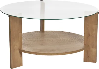 Obrázek produktu pro Konferenční stolek se 2 policemi, z nichž jedna je z tvrzeného skla, D75 cm - CLARA