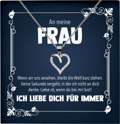 Produktbild von 22Feels Echt Silber Halskette - Ehefrau Geschenk Frauen Schmuck Hochzeitstag Valentinstag Geburtstag - Herz Anhänger, Karte