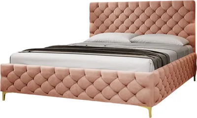 Produktbild von FURMEB24 - FIANO 180 x 200 cm - Postel na skříňových pružinách s podnožkou - Čalouněná postel s dřevěným rámem - Manželská postel s vysokým podhlavníkem - růžová