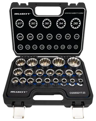 Produktbild von HASKYY 1/2" Vielzahn Steckschlüssel 8-36mm XZN Satz 21 tlg.