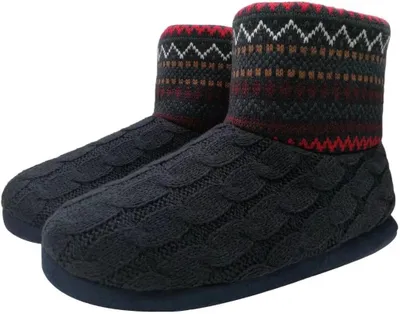 Productafbeelding van Warme pantoffels heren met pluche voering, antislip zool en gebreid bovenwerk, maat 47 EU