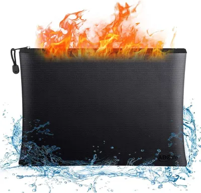 Obrázek produktu pro Ohnivzdorné tašky na dokumenty 15" x 11" Velká vodotěsná/ohnivzdorná peněženka a 11,5" x 8,5" Ohnivzdorná bezpečná taška na zip na pořadače A4, peníze a cennosti