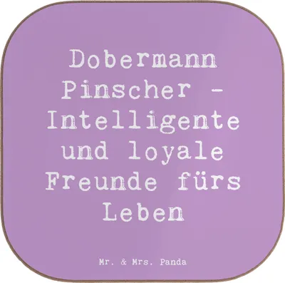 Produktbild von Mr. & Mrs. Panda Untersetzer für Gläser Spruch Dobermann Pinscher Freund - Lavendeltraum - Geschenk, Holzuntersetzer, Familienhunde, Hundeliebhaber, Hundetraining, Glas