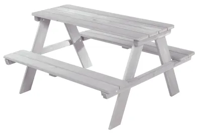 Immagine prodotto di set per bambini da esterno+ "Picnic per 4", set di sedute in legno massiccio resistente alle intemperie, grigio