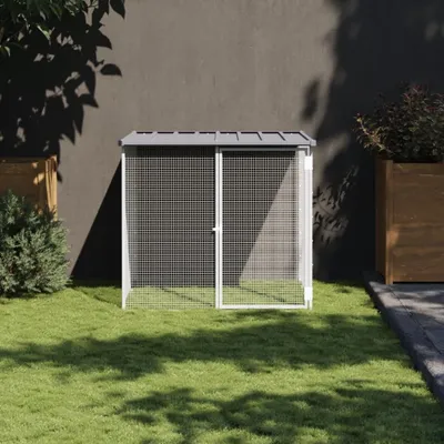 Produktbild von The Living Store Hühnerkäfig mit Dach Hellgrau 103x98x90 cm Verzinkter Stahl