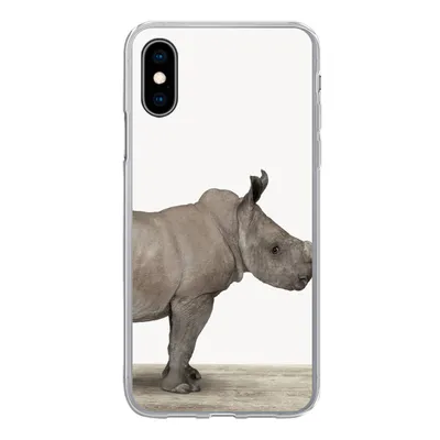 Produktbild von MuchoWow® Handyhülle Schutzhülle Hülle für iPhone X Rhinozeros - Tiere - Jungen - Mädchen Silikon Softcase Handy Hülle - Handyhülle