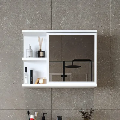 Obrázok produktu pre Skye Decor, kvalitná kúpeľňová skrinka so zrkadlom, biela, 60 cm | 100% melamínová povrchová úprava