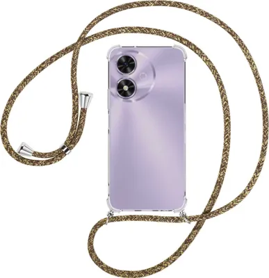 Produktbild von Handykette Backcover-Schutzhülle mit Band (Metall silberfarben) für Honor Play 50 5G / Play 50m 5G - braun+beige
