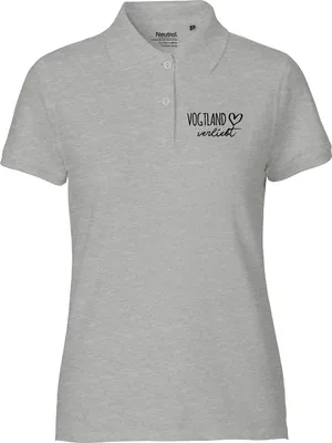 Produktbild von Huuraa Damen Polo Shirt Vogtland verliebt S Sport Grey Bio Baumwolle Fairtrade Poloshirt Geschenkidee