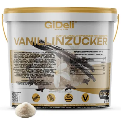 Produktbild von Vanillinzucker 500g Intensiv Vanille Aroma Backaroma Gebäck Schlagsahne GiDeli