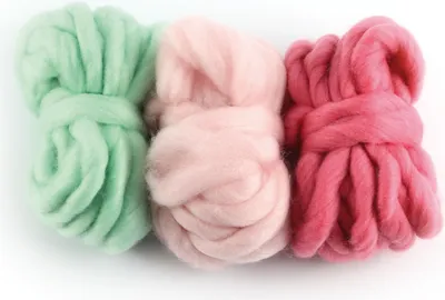 Produktbild von 3 Wollknäuel 5 m - Indisches Rosa, Rosenblüte, Minze