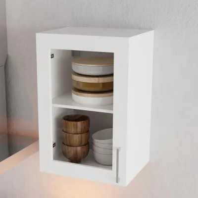 Produktbild von FUFUGAGA Küchenzeile, Komponente F, Einzeltür-Hängeschrank, DIY-System, Verschiedene Größen, ohne Arbeitsplatte, Weiß, MDF, 40 × 60 × 31,5 cm