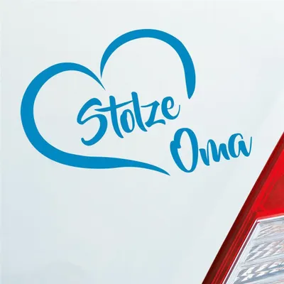 Produktbild von Auto Aufkleber Stolze Oma Liebe Herz Großmutter Enkel 14x10 cm Hellblau Sticker Heckscheibenaufkleber