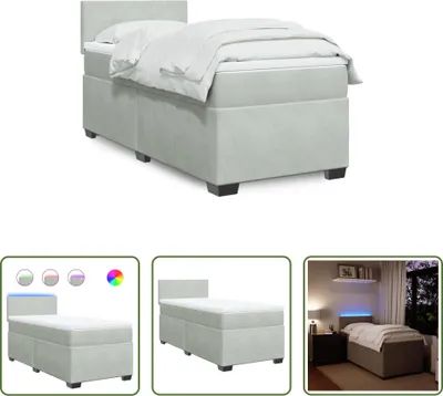 Produktbild von The Living Store Boxspringbett mit Matratze Hellgrau 90x190 cm Samt