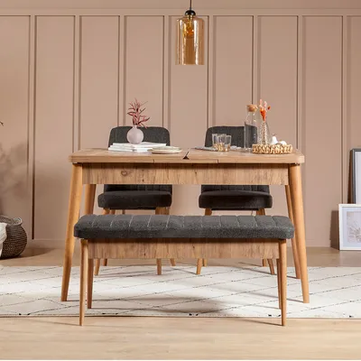 Obrázok produktu pre Skye Decor, Vina 1053 - Antracit, Atlantik, súprava rozkladacieho jedálenského stola a stoličiek (4 kusy), atlantická borovica, 100 % MELAMÍNOM POTRETÁ DOSKA, 130 x 80 x 77 cm