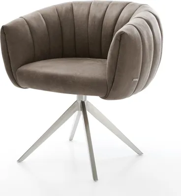 Produktbild von DELIFE Drehstuhl Jada-Flex Mikrofaser Taupe Vintage Kreuzgestell breit Edelstahl 360° drehbar Wippfunktion Taschenfederkern