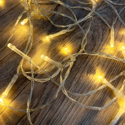 LED Lichterkette weiß mit 50 LEDs Kabel transparent Batteriebetrieben mit Timer