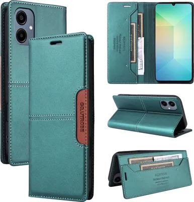 Produktbild von Handyhülle für Samsung Galaxy A06 Hülle, Leder Flip Wallet Kartenfach Stand Schutzhülle Grün