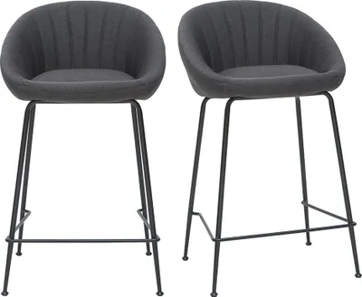 Produktbild von Miliboo - Designer-Barhocker dunkelgrauer Stoff 65cm (2er Set) SHERU