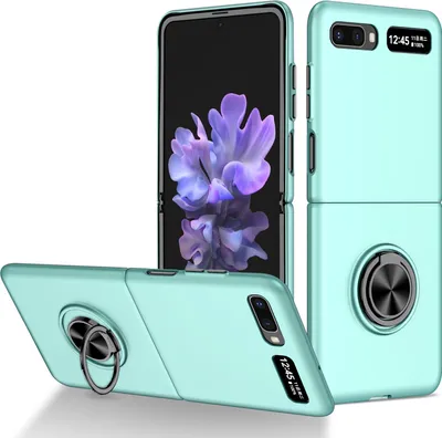 Produktbild von Samsung Galaxy Z Flip Hülle, Dünn Hart PC Schutzhülle mit Ringhalter Ständer für Samsung Galaxy Z Flip 5G Blau