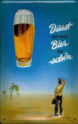 Produktbild von Blechschild Durst wird durch Bier erst schön Schild Mann in Wüste