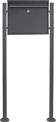 Immagine prodotto di Cassetta per le lettere Wiltec V13 nera 360 x 105 x 315 mm con supporto, cassetta per le lettere a muro con serratura e sportello, cassetta per le lettere in acciaio verniciato a polvere