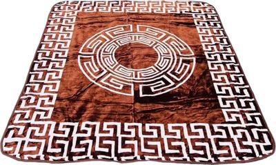 220x240cm Tagesdecke Bettüberwurf zweiseitig Bestickt Medusa Mäander Stil Bettdecke Braun