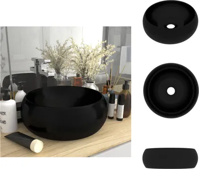 Obrázek produktu pro vidaXL umyvadlo kulaté matně černé 40x15 cm keramické - Koupelnové umyvadlo