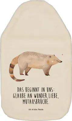 Produktbild von Mr. & Mrs. Panda Wärmflasche Nasenbaer - Weiß - Geschenk, naturkautschuk, Wärmekissen, Bettflasche, Rüsselbär, Wärmflaschen, Nasenbären, Lustige Sprüche, Nasenbär, Bär