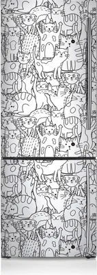Produktbild von Magnete Küche Kühlschrank Kühlschrankmagnete 70x190 cm - Doodle-Art-Katzen
