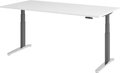 Produktbild von bümö Schreibtisch elektrisch XBHM - Nachbildung: Weiß, Größe:  200 x 100 cm, Gestell: Graphit/Alu poliert