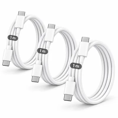 Produktbild von 3x USB-C Ladekabel 1m – USB-C auf USB-C 20W Schnell-Ladekabel – Lade- & Datenkabel für iPhone 15 bis 17 Pro Max, Samsung, Huawei & mehr