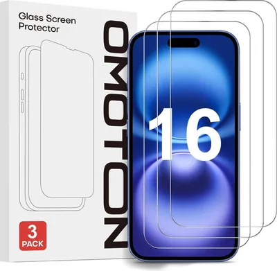 Produktbild von OMOTON iPhone 16 Panzerglas 3 Stück 6,1 Zoll Transparent