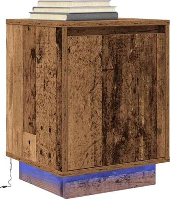 Image de vidaXL Table de nuit avec lampes LED imitation vieux bois 38x34x50 cm