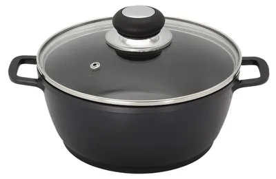 Produktbild von Kochtopf mit Glasdeckel Ø20 cm EUROHOME® – aus Aluguss, 20x20x9,5cm – hochwertiges Produkt, das eine langlebige Antihaft-Versiegelung bietet