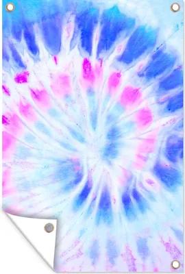 Produktbild von MuchoWow® 80x120 cm Outdoor-Poster Gartendeko Sichtschutz Garten Poster für den Garten  Sommer - Krawattenfärbung - Weiß