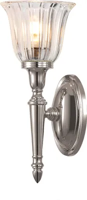 Image de Applique de salle de bain Dryden, nickel poli, 1xG9x3W, laiton, dim. : 33x14x14 cm, IP44, Elstead