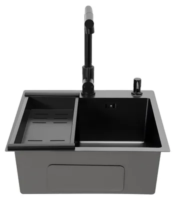Immagine prodotto di Lavello da cucina, Rubinetto estraibile, Design moderno, nero