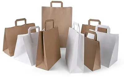 Papiertragetaschen mit Griffen 32x12x40 cm - Robuste Kraftpapiertaschen für Geschenke und Veranstaltungen