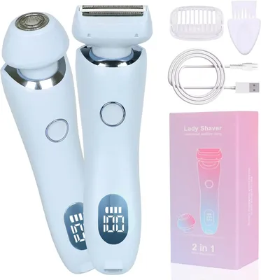 Produktbild von Rasierer Damen Elektrisch, 2 in 1 Intimrasierer für Frauen Elektrisch Rasierer, IPX7 Wasserdicht, Kabelloser UBS Nass/Trocken Epilierer