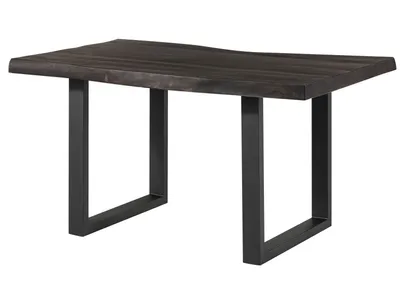 Image de MASSIVMOEBEL24 | Table à manger 140x90 en bois de manguier laqué gris taupe pieds en U anthracite mat FREEFORM 5