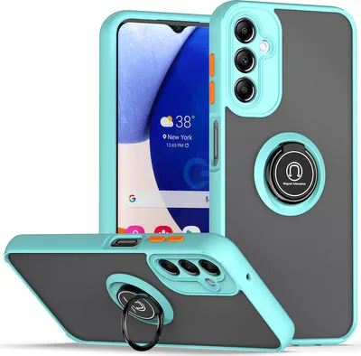 Produktbild von Galaxy A14 5G Hülle, Ring Halter Ständer Matte Transluzent TPU Rahmen Stoßfest Schutzhülle für Samsung Galaxy A14 5G Hellblau