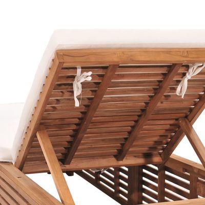 vidaXL Sonnenliege mit Creme Kissen Teak Massivholz