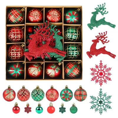 40er Set Weihnachtskugeln rot grün Glitzer unzerbrechlich