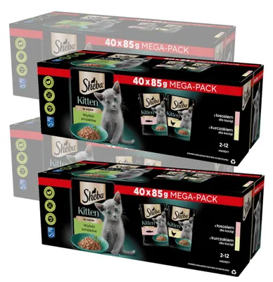 Zdjęcie produktu dla Sheba Kitten Wybór Smaków 160x85g Mokra Karma Pełnoporcjowa Dla Kociąt Z Łososiem I Kurczakiem W Sosie