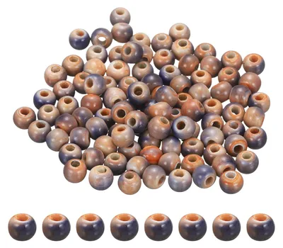 100 Porzellanperlen, 6 mm, Keramik, Abstandshalter, blau-orange