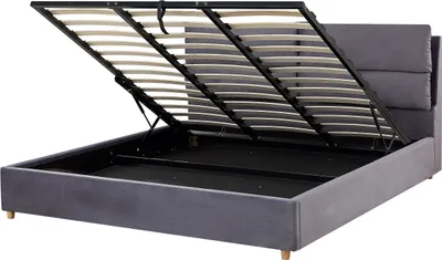 Obrázek produktu pro BELIANI Postel šedá sametové čalounění 180 x 200 cm s úložným prostorem elegantní moderní styl ložnice
