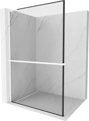 Image de Mexen Kioto+ L paroi de douche avec étagère Walk-in 60 x 200 cm, motif noir, blanc - 800-060-123-20-70